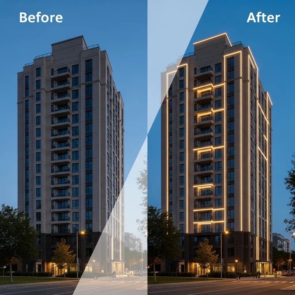 لاین نوری در نمای ساختمان